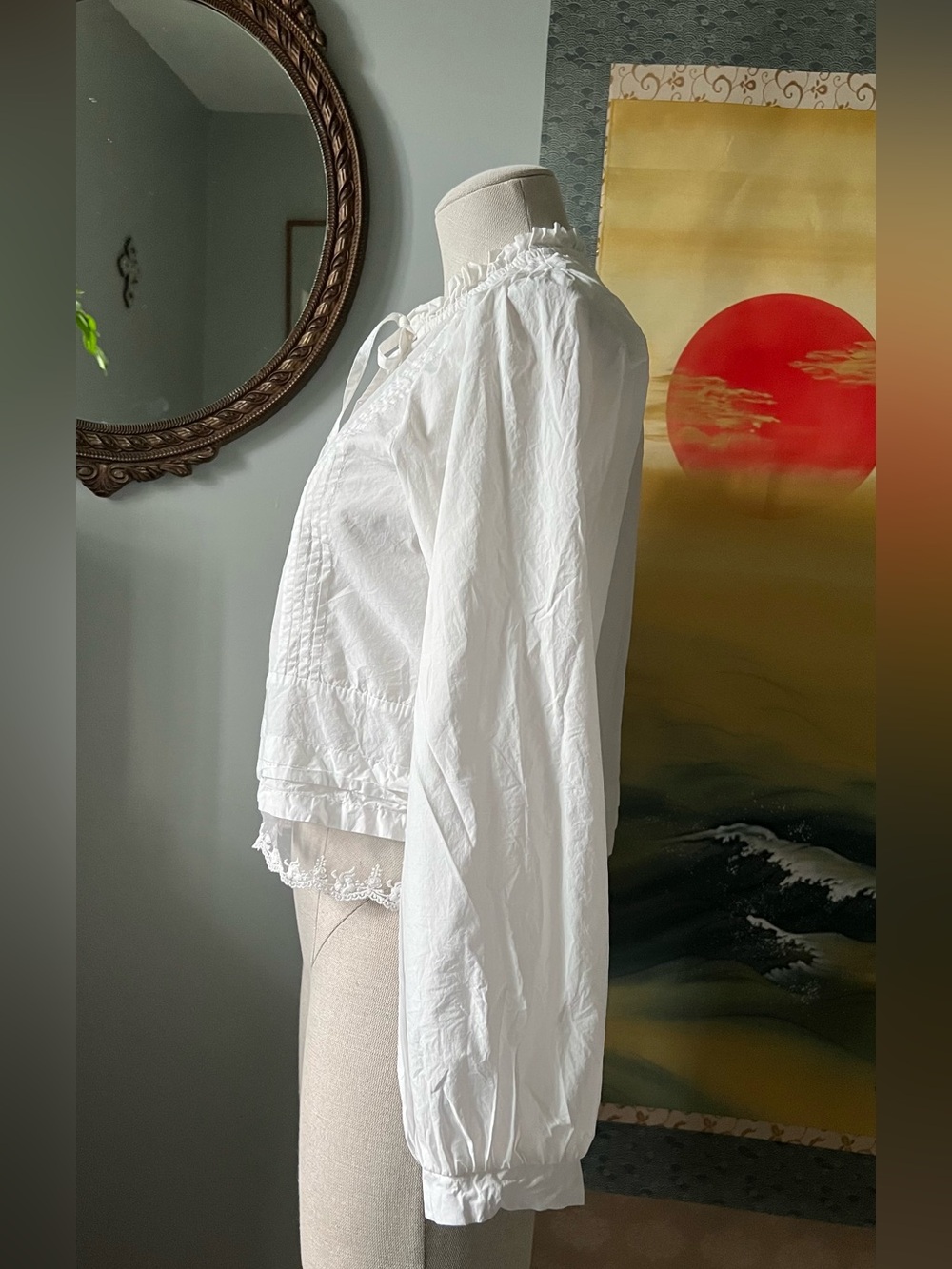 twik White Ruffled Pintuck Button-Front Blouse - Picture 4 of 7